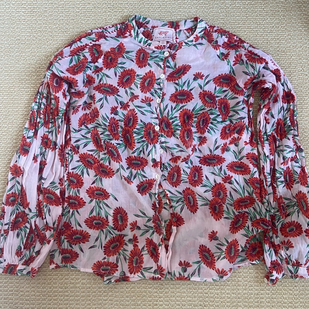 Banjanan Christina Top - pink & red floral
